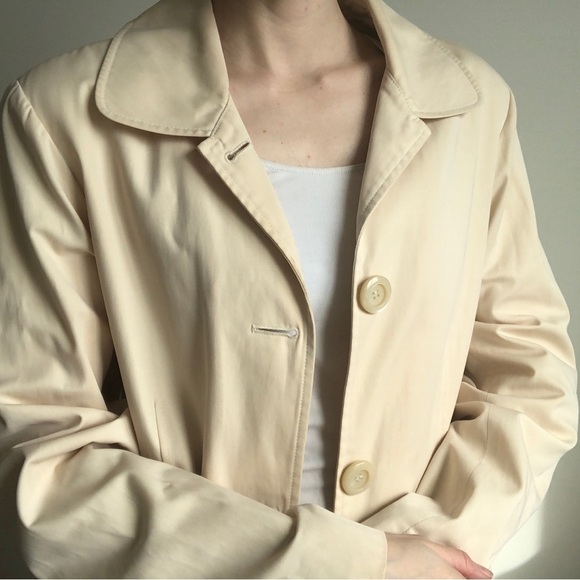 Vintage Talbots Womens Cream Collar Preppy Trench Raincoat Coat Large - Picture 4 of 10
